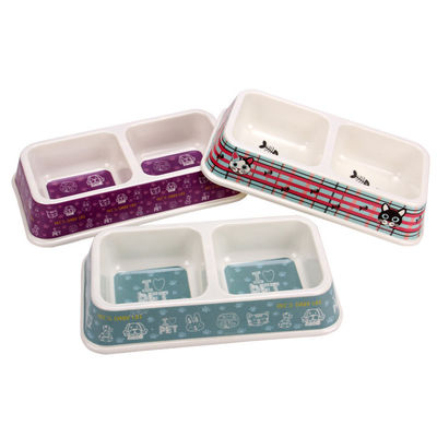 Εμπορική τιμή Εταιρεία Προσαρμοσμένο διπλό τετράγωνο μελαμίνης σκυλί & γάτα Pet Bowl