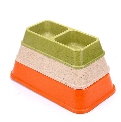 Διπλή και πολύχρωμη υπολίμανση μπαμπού Μεγάλο ή Μεγάλο Κούπελο Τροφίμων και Νερού για Σκύλους