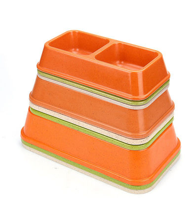 Διπλή και πολύχρωμη υπολίμανση μπαμπού Μεγάλο ή Μεγάλο Κούπελο Τροφίμων και Νερού για Σκύλους