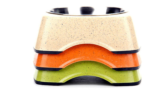 Καλής ποιότητας μπαμπού και ανοξείδωτου χάλυβα καθαρό φυσικό δοχείο τροφής για κατοικίδια ζώα και γάτες και σκύλους